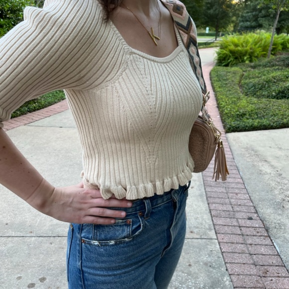 Cream Knit Rib Top - Picture 2 of 6